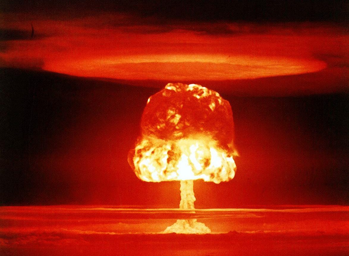 The Castle Romeo nuclear test and mushroom cloud
